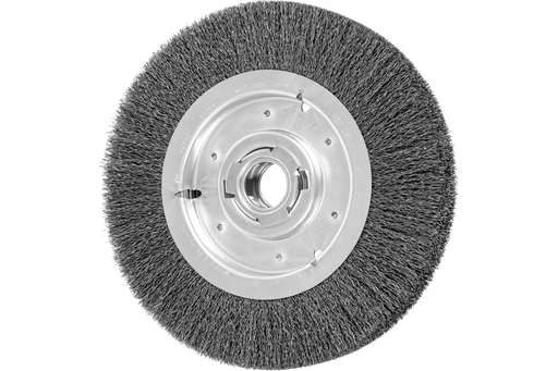 PFERD Crimped Wire Wheel Brush 10" Dia Wide Face .014 Carbon Steel 2" Keyed Arbor