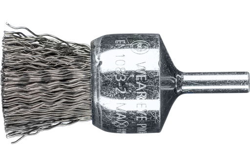 PFERD Crimped Wire End Brush PSF 1" Dia. .020 Carbon Steel 1/4" Shank