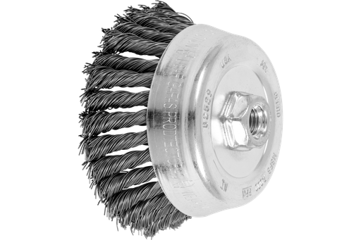 PFERD Knot Wire Cup Brush 5" Dia. .023 Carbon Steel 5/8-11" Thread
