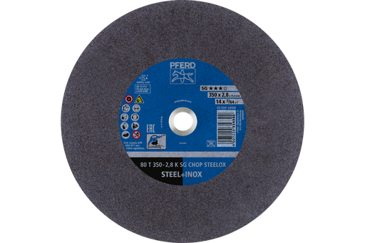 PFERD Large Diameter Cut-Off Wheel 14" x 7/64 x 1, SG CHOP STEELOX, K, Aluminum oxide