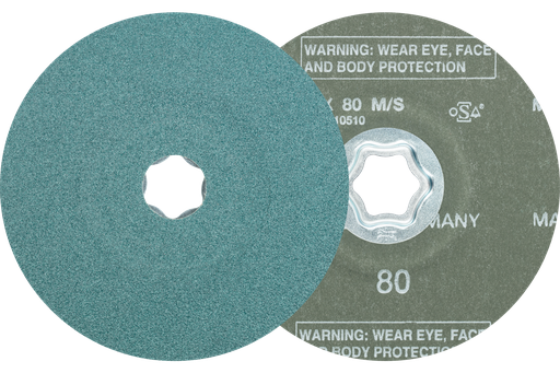 PFERD COMBICLICK® Fiber Disc, 5" Dia, 80 Grit, Zirconia alumina