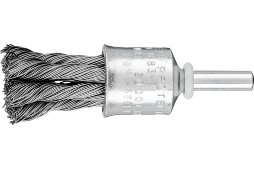 PFERD Knot Wire End Brush 1/2" Dia. Flared Cup .014 Carbon Steel 1/4" Shank