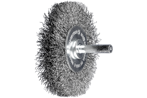 PFERD Mounted Crimped Wire Wheel Brush PSF 3" Dia. .012 Carbon Steel 1/4" Shank