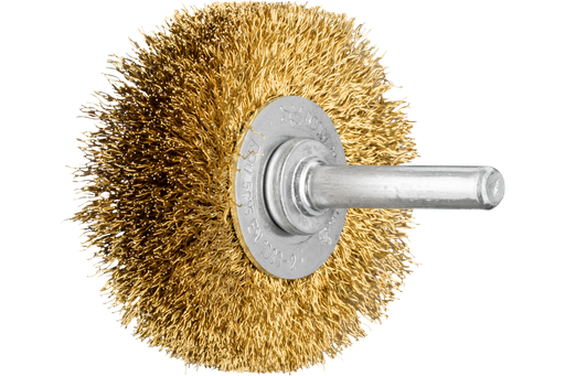 PFERD Crimped Mounted Wheel Brush 2" Dia. .008 Stainless Steel 1/4" Shank