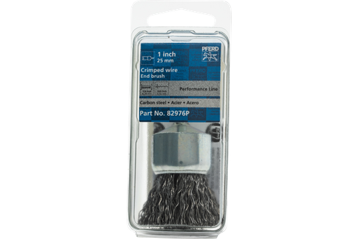 PFERD Crimped Wire End Brush 1" Dia. .020 Carbon Steel 1/4" Shank Retail