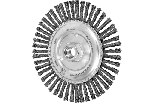 PFERD COMBITWIST® Stringer Bead Wheel Brush 6" Dia .020 Carbon Steel 5/8-11" Thread