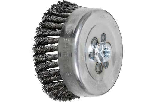 PFERD Knot Wire Cup Brush 6" Dia. .023 Carbon Steel 5/8-11" Thread