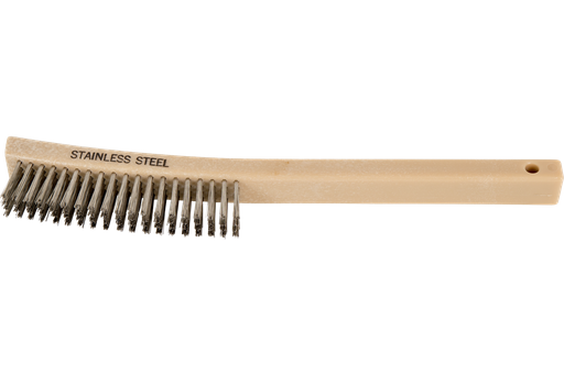 PFERD Curved Handle Scratch Brush 4x19 Rows Stainless Steel Wire Plastic Block