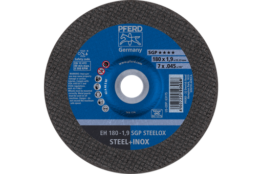 PFERD Cut-Off Wheel, 7" x .045 x 7/8, SGP STEELOX, T27, Aluminum oxide