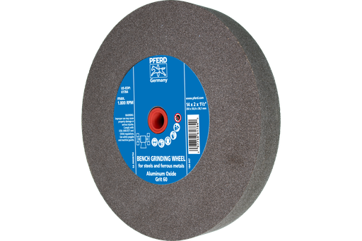 PFERD Vitrified Bench Wheel, UNIVERSAL, 14" x 2 x 1-1/2, 60 Grit, Aluminum Oxide