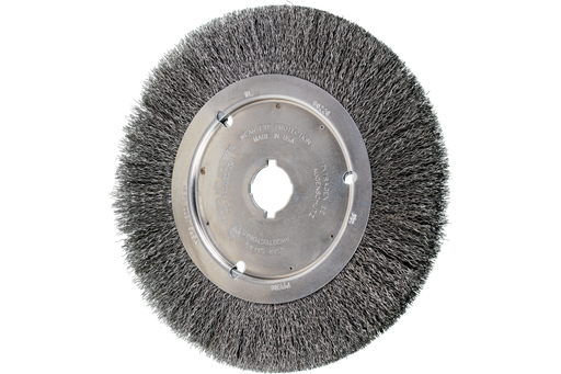PFERD Crimped Wire Wheel Brush 10" Dia Narrow Face .014 Carbon Steel 2" Keyed Arbor
