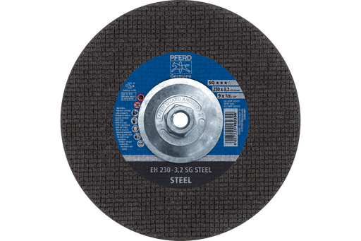 PFERD Cut-Off Wheel, 9" x 1/8 x 5/8-11, SG STEEL, T27, Aluminum oxide