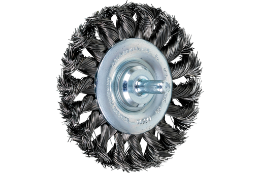 PFERD Mounted Knot Wheel Brush 3" Dia. .012 Carbon Steel 1/4" Shank
