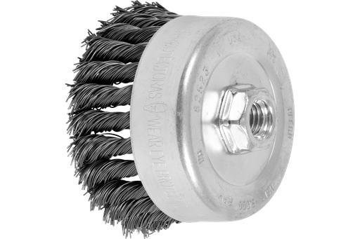 PFERD Knot Wire Cup Brush 4" Dia. .023 Carbon Steel 5/8-11" Thread