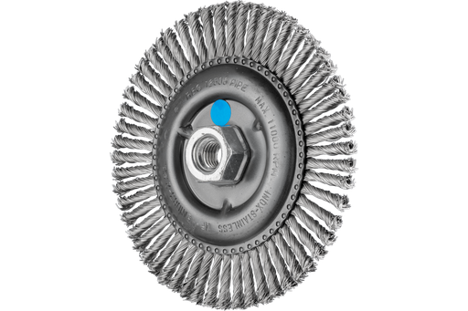 PFERD Stringer Bead Wheel Brush 6" Dia .020 Stainless Steel 5/8-11" Thread