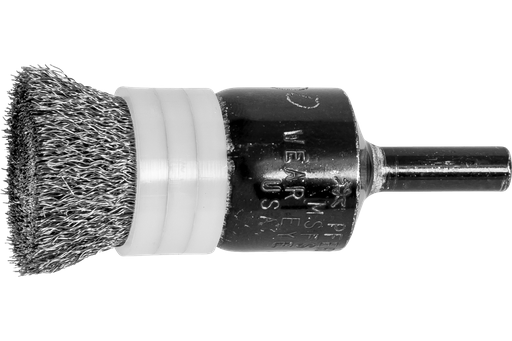 PFERD Banded Crimped Wire End Brush 3/4" Dia. .006 Stainless Steel 1/4" Shank