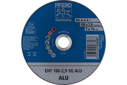 PFERD Cut-Off Wheel, 7" x 1/8 x 7/8, SG ALU, T1, Aluminum oxide