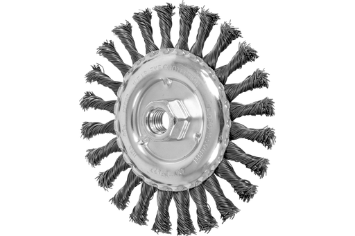 PFERD Full Cable Knot Wire Wheel Brush 6" Dia. .023 Carbon Steel 5/8-11" Thread