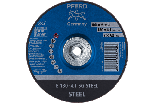PFERD Grinding Wheel, 7" x 1/8 x 5/8-11, SG STEEL, T27, Aluminum oxide