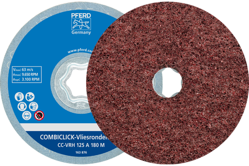 PFERD COMBICLICK® Surface Conditioning Disc Hard, 5", 180 Grit Medium, Aluminum Oxide
