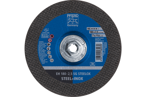 PFERD Cut-Off Wheel, 7" x 3/32 x 5/8-11, SG STEELOX, T27, Aluminum oxide