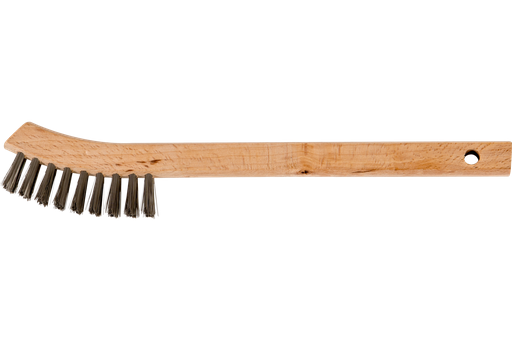 PFERD Small Cleaning Brush 2x9 Rows .006 Stainless Steel Wire Wooden Block