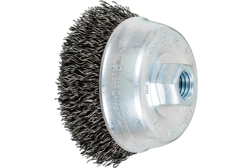 PFERD Crimped Wire Cup Brush 3-1/2" Dia. .020 Carbon Steel 5/8-11" Thread