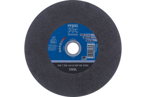 PFERD Large Diameter Cut-Off Wheel 14" x 1/8 x 1, SGP HD STEEL, Q, Aluminum oxide