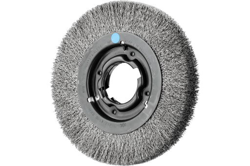PFERD Crimped Wire Wheel Brush 8" Dia Medium Face .012 Stainless Steel 2" Keyed Arbor