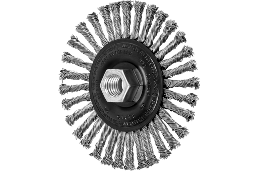 PFERD Stringer Bead Wheel Brush 4-1/2" Dia .020 Stainless Steel 5/8-11" Thread