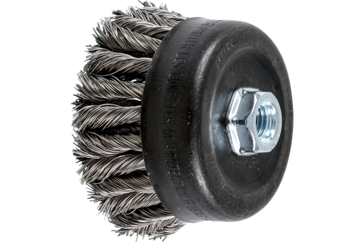 PFERD COMBITWIST® Knot Wire Cup Brush 4" Dia. .023 SS 5/8-11" Thread