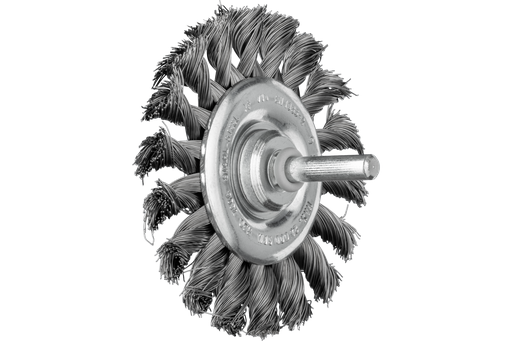 PFERD Mounted Knot Wheel Brush 3" Dia. .014 Carbon Steel 1/4" Shank