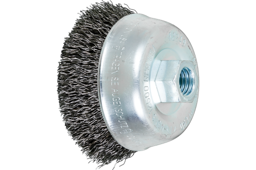 PFERD Crimped Wire Cup Brush 3-1/2" Dia. .014 Carbon Steel 5/8-11" Thread