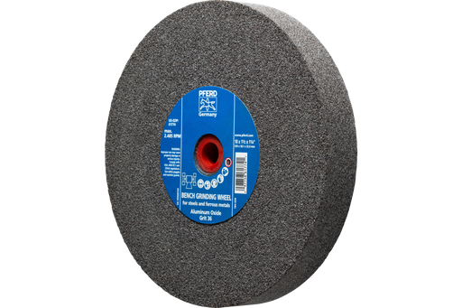 PFERD Vitrified Bench Wheel, UNIVERSAL, 10" x 1-1/2 x 1-1/4, 36 Grit, Aluminum Oxide