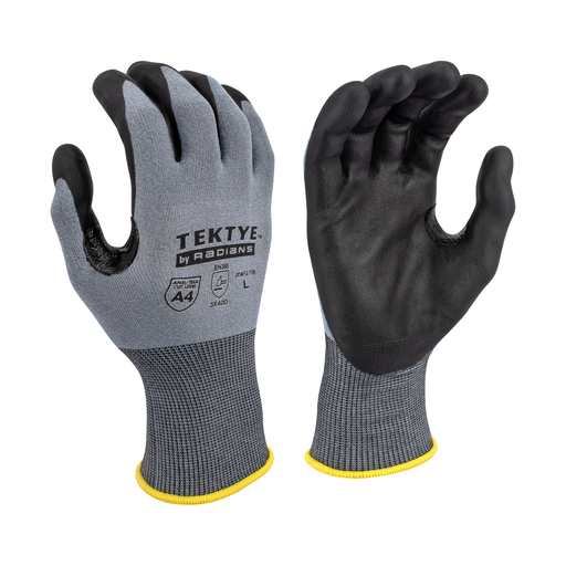 RWG708 TEKTYE® A4 Reinforced Thumb Gray Nitrile Dip Cut Protective Work Glove - Size M