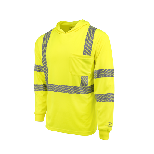 ST61-3 Hooded Type R Class 3 Mesh Long Sleeve T-Shirt - Green - Size XL