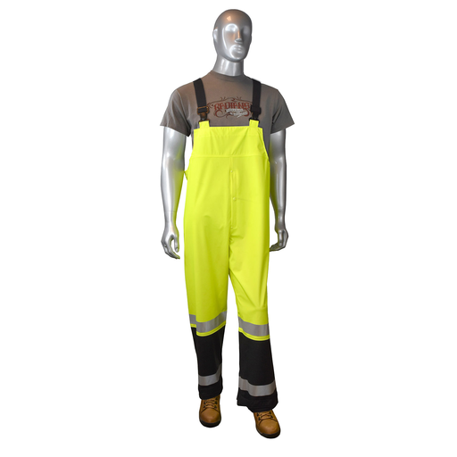 RW07 High Visibility Rainwear Overalls - Hi-Vis Green / Black - Size XL