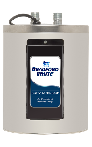 Bradford White Powerful Compact® 2 Gallon Residential Electric Utility Water Heater. 6-Year Tank Warranty, 1.5 kW, 120 Volts, Single Phase.