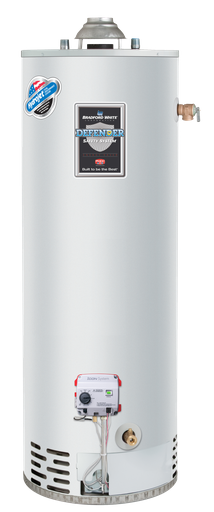 Bradford White Defender Safety System®, 50 Gallon Tall Residential Gas (Liquid Propane) Atmospheric Vent Water Heater. 6-Year Tank Warranty, 34,000 BTU/Hr.