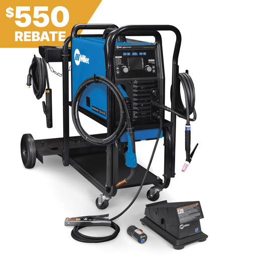 Miller Electric 951000104 Multimatic 220 AC/DC Welder with Dual Cylinder Cart, Wireless Foot Pedal, 230A Max