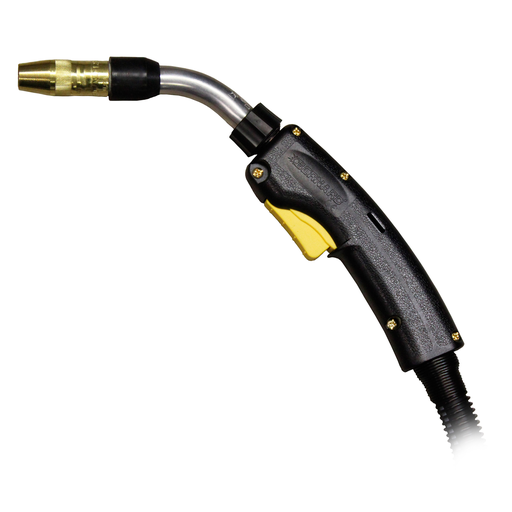 Bernard® BTB MIG Gun, B Small Curved Handle, 200A, 15 ft., Short 45° Rotatable Neck, Centerfire™, 0.045".