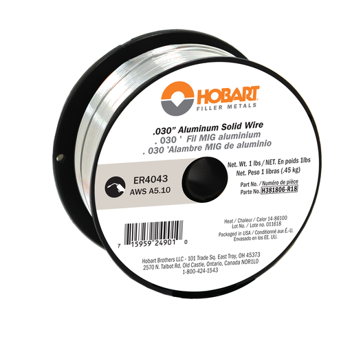 Hobart H381806-R18 ER4043 Aluminum Wire .030 Inch - 1 lb Spool