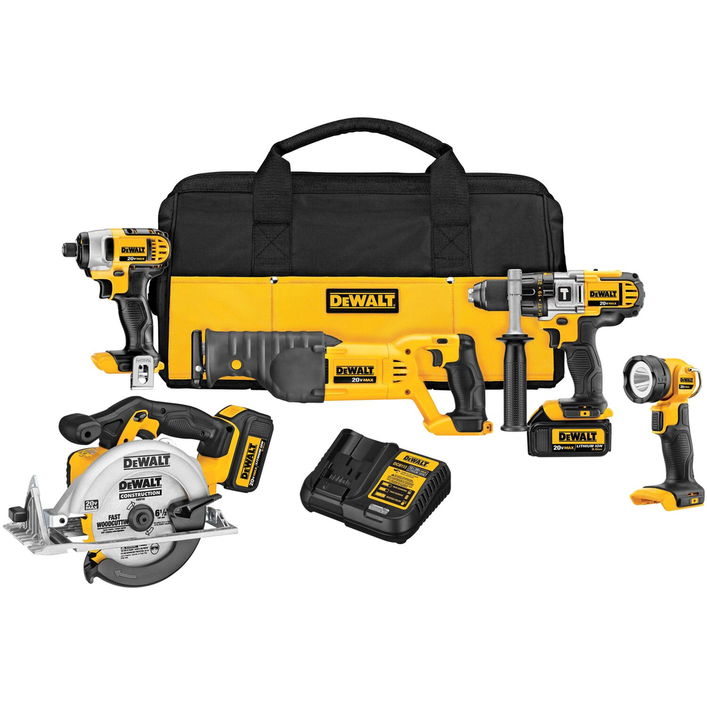 Product image for DEWALT DCK592L2 20 Volt Max Premium 5 Tool Combo Kit