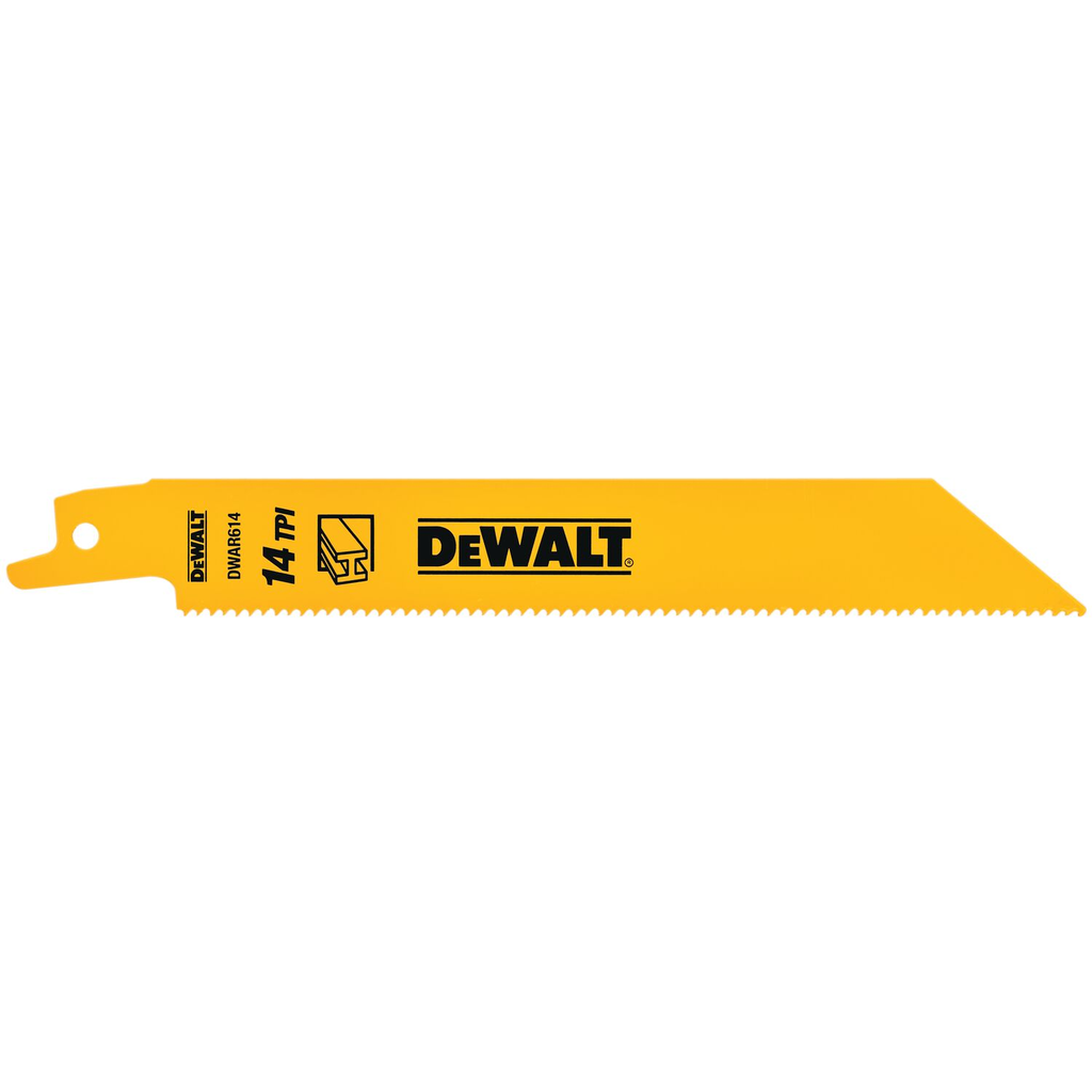 Product image for DEWALT DW4808 5-Pack 6 Inch Length 14 TPI Straight Back Reciprocating Saw Blade