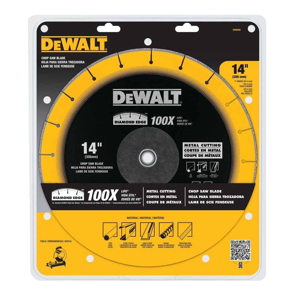 Product image for DEWALT DW8500 14 Inch Diameter 3/32 Inch Edge Thickness 4300 RPM Chop Saw Blade