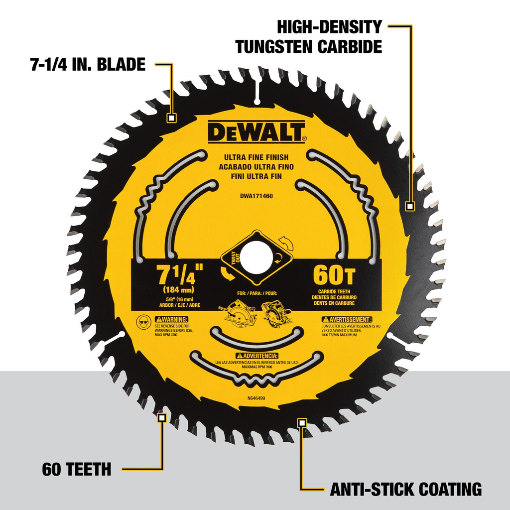 Product image for DWLT DWA171460B10 7 1/4IN 60T BULK
