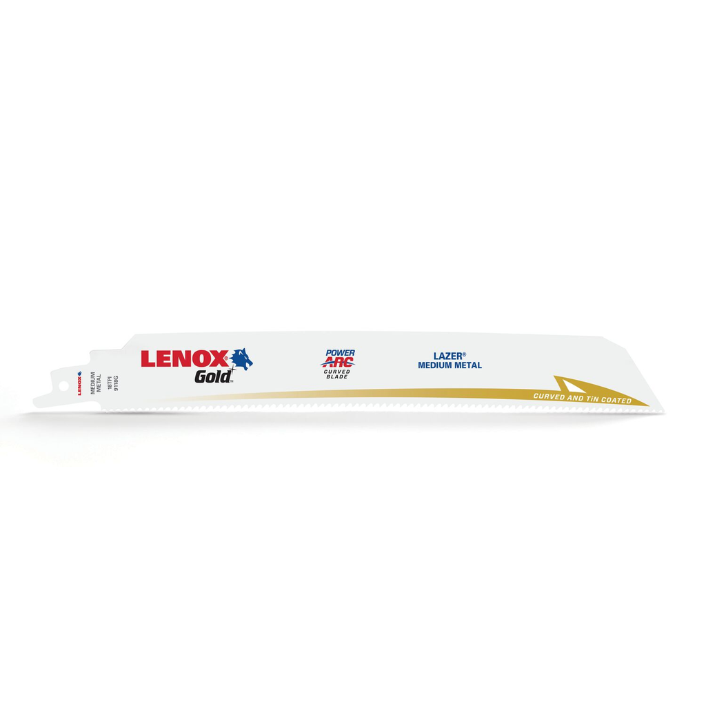 Product image for Lenox Tools 210999118GR 9 x 1 x 0.042 Inch 18 TPI Titanium Coated Bi-Metal Reciprocating Saw Blade