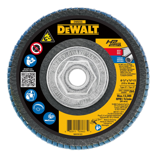 DEWALT 4-1/2-Inch By 5/8-Inch-11 60G Flap Disc