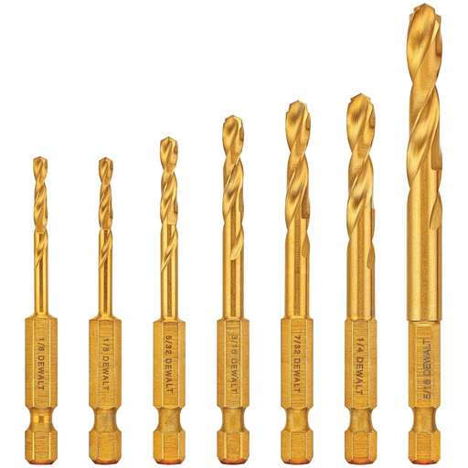 DEWALT Drill Bit Set, Impact Ready, Titanium Nitride Coated, 7-Piece