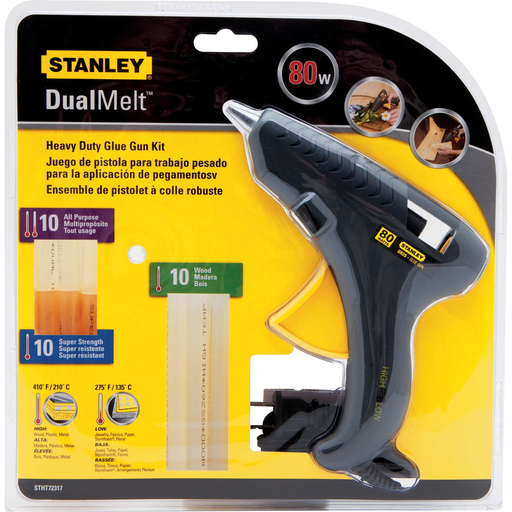 Product image for Stanley STHT72317 DUALMELT™ Melt Glue Gun Kit, Hi-Low Temperature Gluing. Includes GR25-2 Glue Gun, Assortment of 30 Glue Sticks